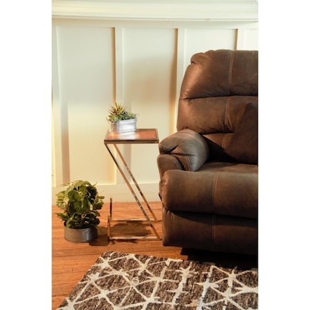 Gfancy Fixtures Stylish Asymmetrical Wood & Metal Z Shaped Side Table Wood GF3100551